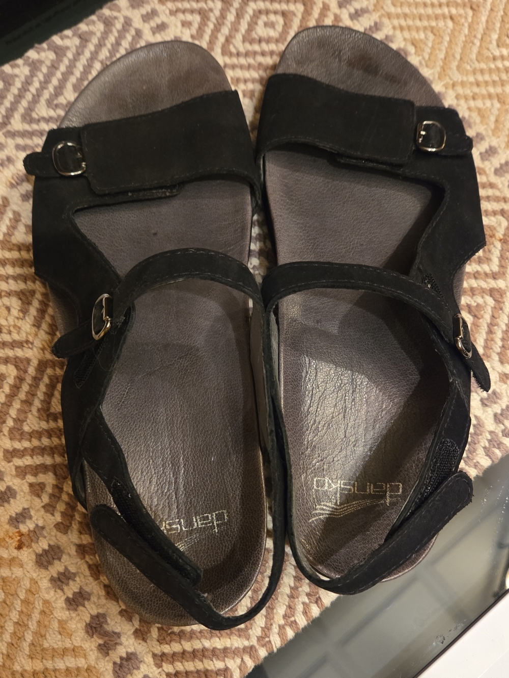 Dansko Black Suede Adjustable Strap Sandals